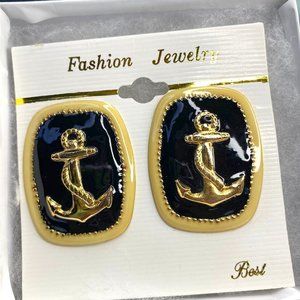 Classic clip-on Ship Anchor Logo Earings